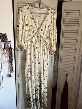 Linen Blend Wildflower Cottage Maxi Dress